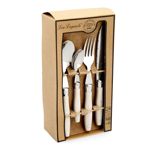 Cutlery Set Lou Laguiole Comptoir Beige Metal 24 Pieces-0