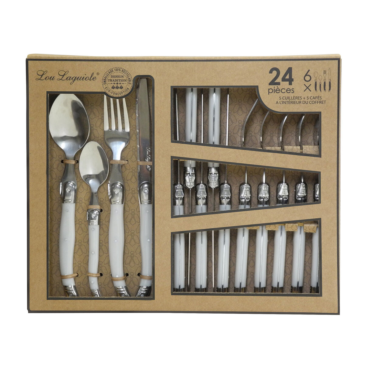 Cutlery Set Lou Laguiole Rustic 24 Pieces Bicoloured Metal-1