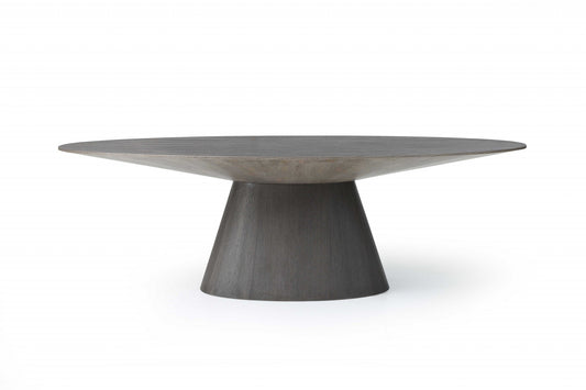 95 X 43 X 30 Gray Oak0 Veneer Oval Dining Table-0
