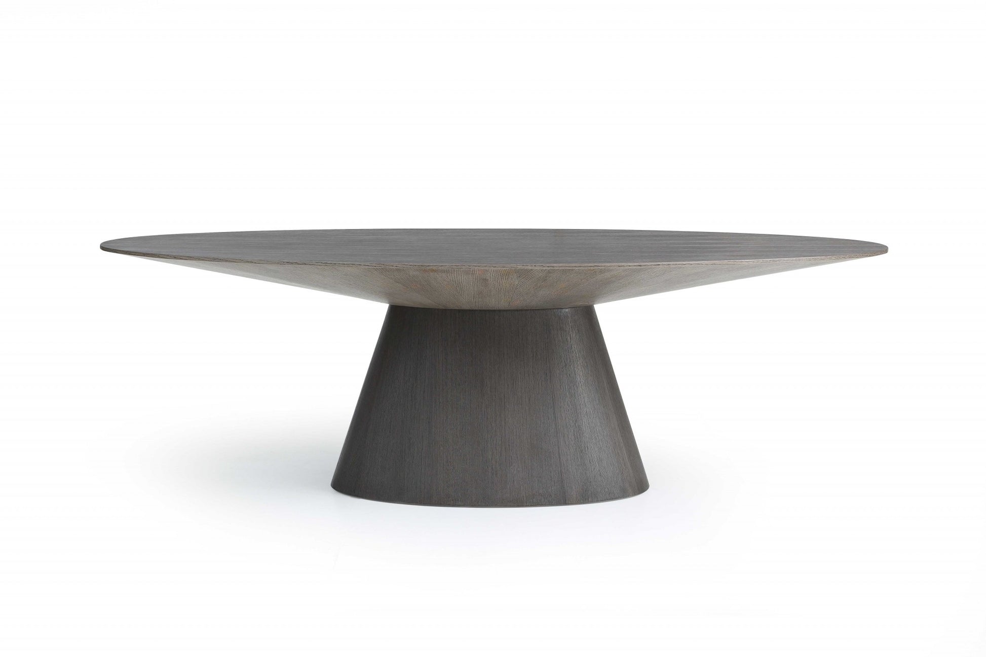 95 X 43 X 30 Gray Oak0 Veneer Oval Dining Table-3