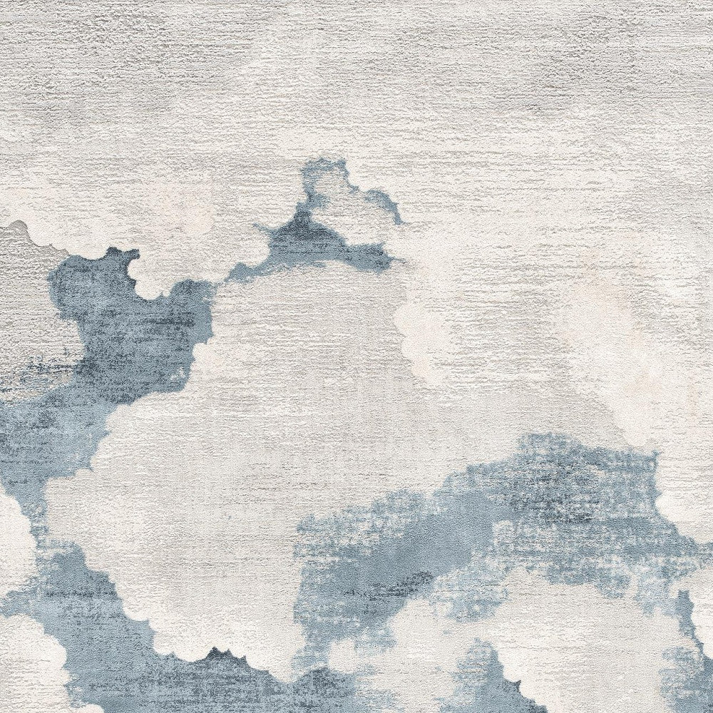 4’ x 6’ Gray and Blue Abstract Clouds Area Rug-1