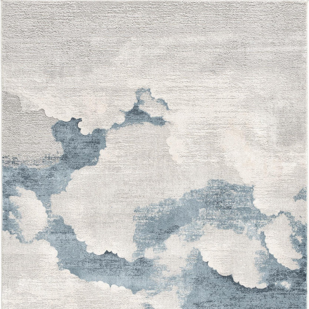 4’ x 6’ Gray and Blue Abstract Clouds Area Rug-2