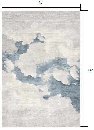 4’ x 6’ Gray and Blue Abstract Clouds Area Rug-5