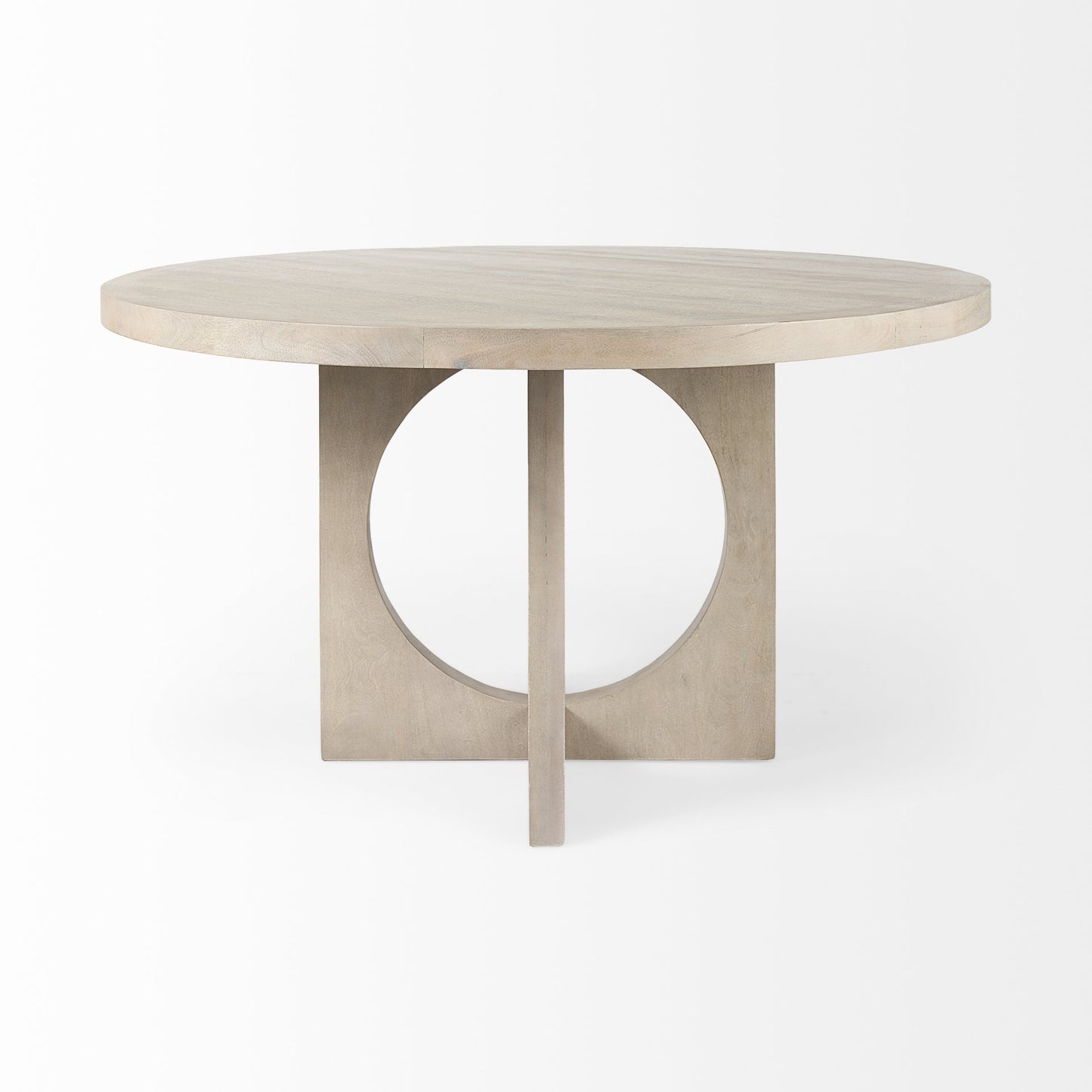 Light Natural Wood Round Geometric Dining Table-1