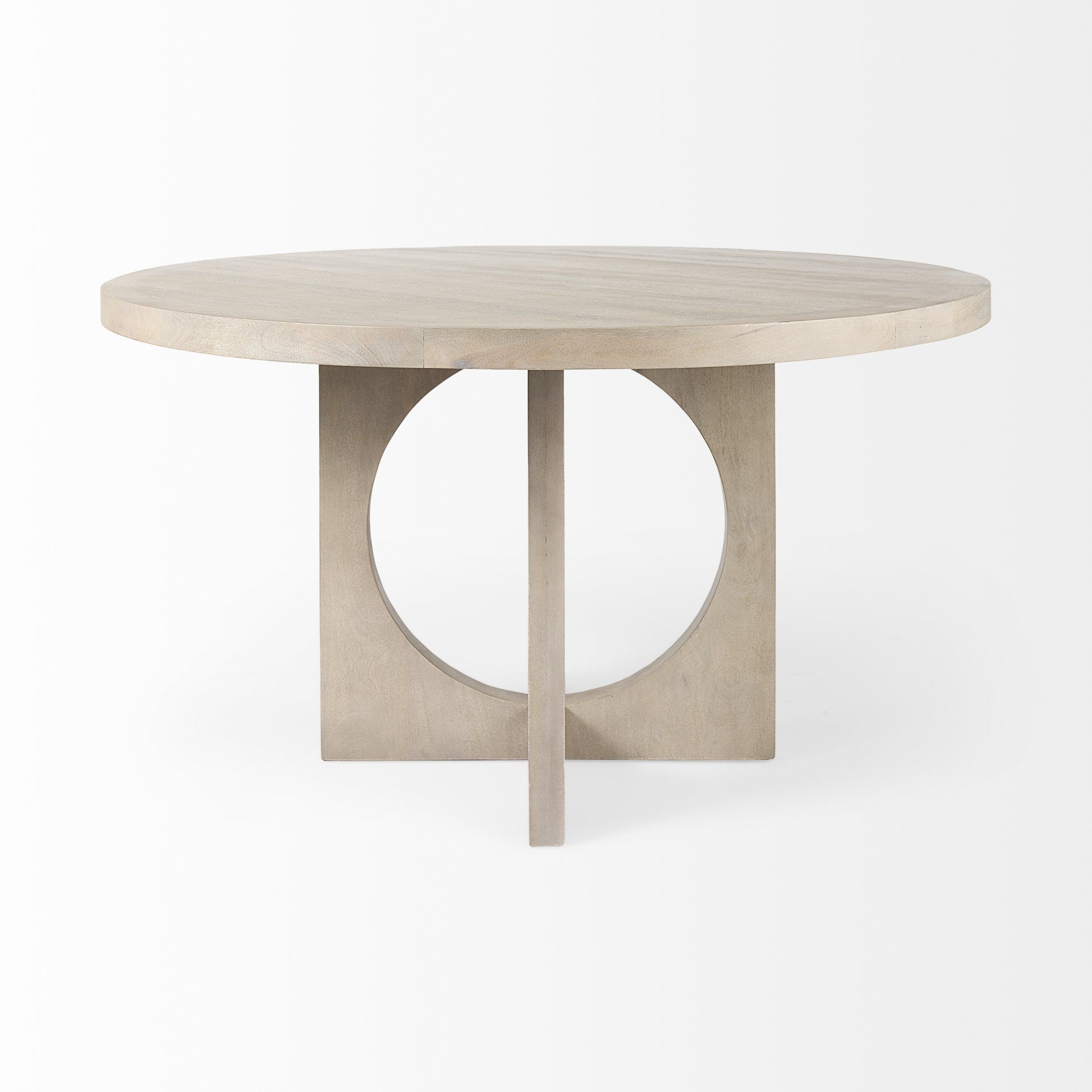 Light Natural Wood Round Geometric Dining Table-1
