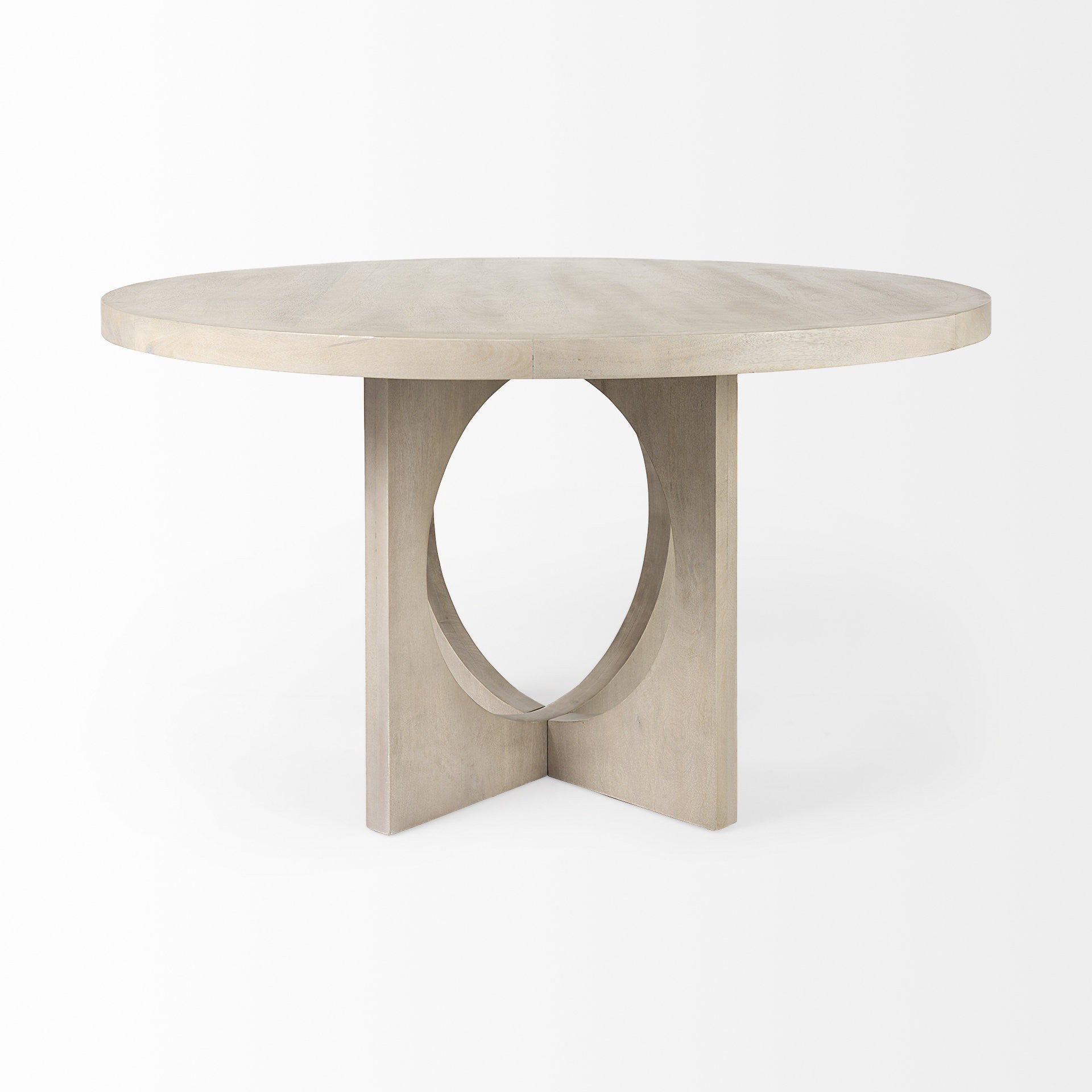 Light Natural Wood Round Geometric Dining Table-2