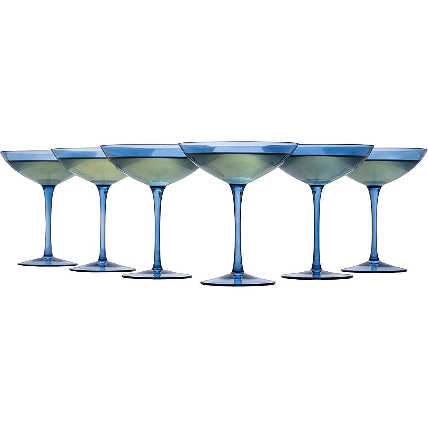 Cobalt Blue Colored Champagne Coupe Glasses 12oz Set of 6 by The Wine Savant - Toasting Glasses, Wedding Party Champagne Cocktail Blue Champagne Colored Glasses Prosecco, Mimosa, Home Bar Glassware-5