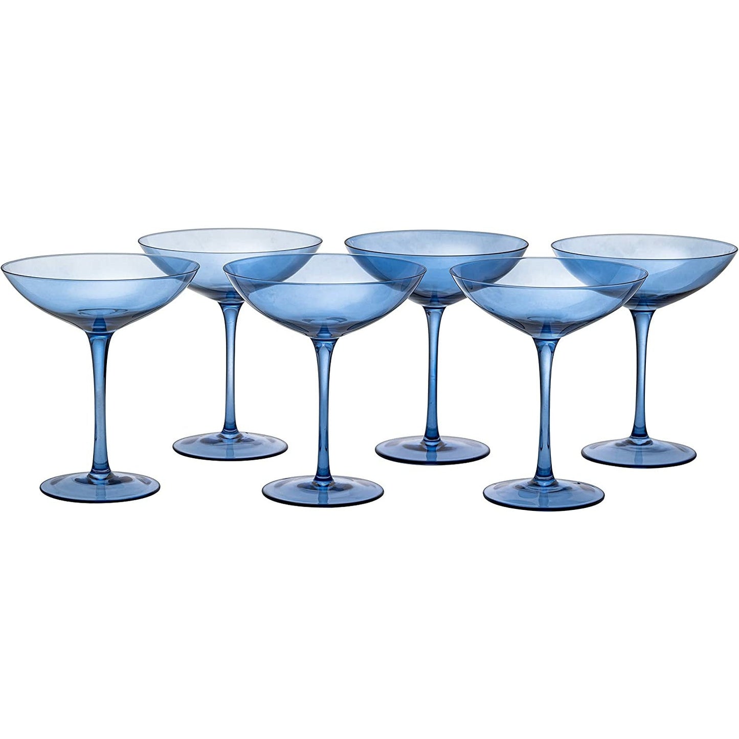 Cobalt Blue Colored Champagne Coupe Glasses 12oz Set of 6 by The Wine Savant - Toasting Glasses, Wedding Party Champagne Cocktail Blue Champagne Colored Glasses Prosecco, Mimosa, Home Bar Glassware-3