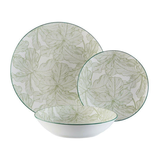 Dinnerware Set Versa Palm tree 18 Pieces Green Porcelain-0
