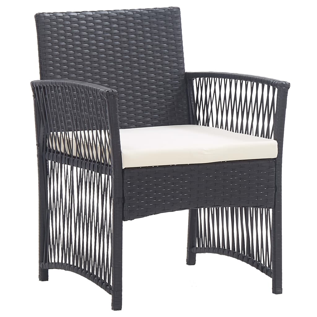 vidaXL Patio Chairs 2 Pcs Outdoor Patio Dining Chair with Cushions Poly Rattan-1