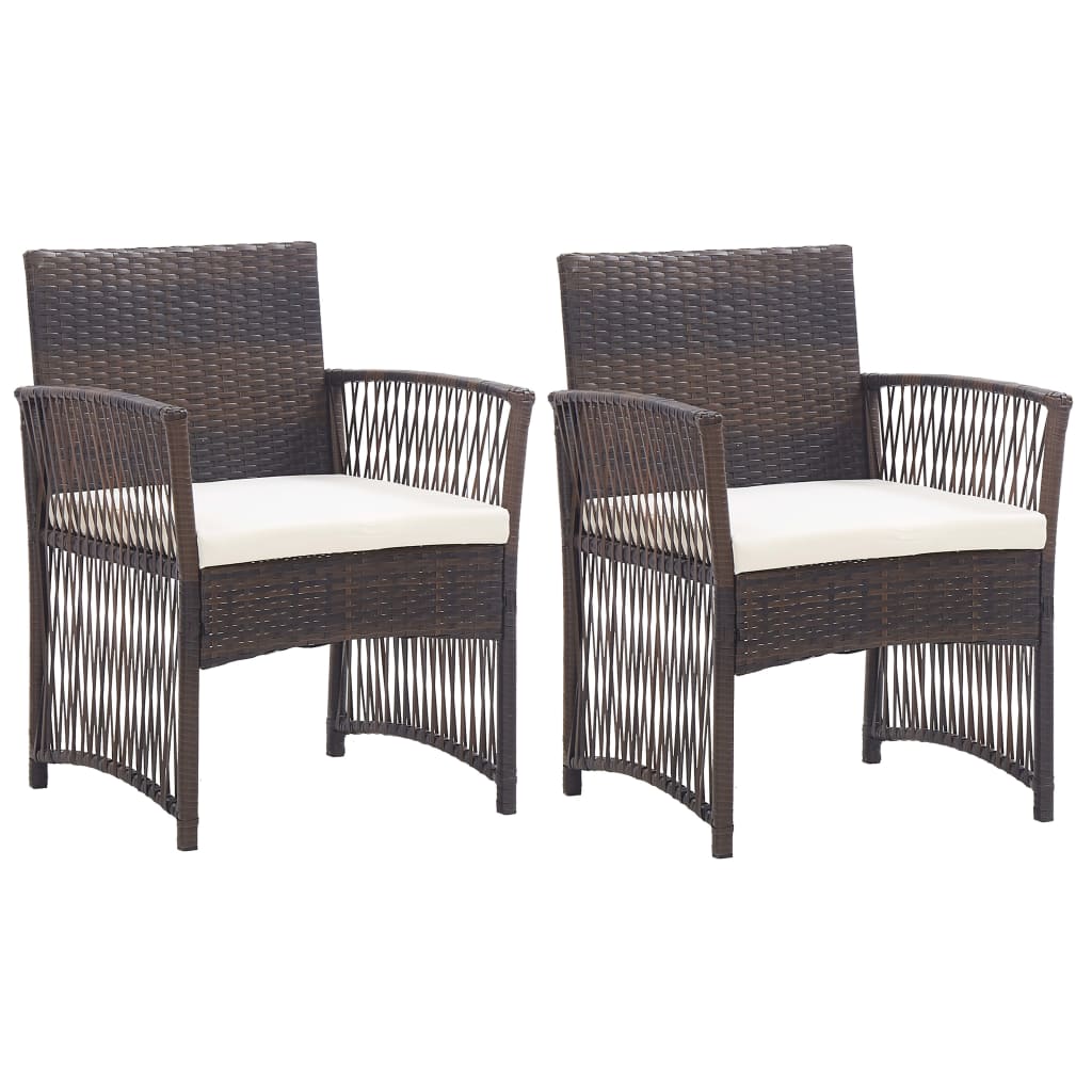 vidaXL Patio Chairs 2 Pcs Outdoor Patio Dining Chair with Cushions Poly Rattan-6