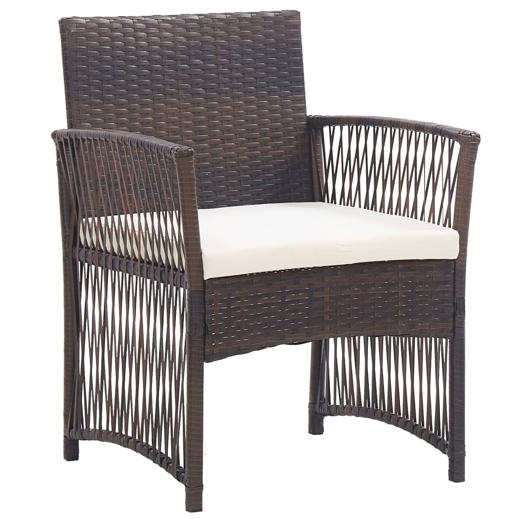 vidaXL Patio Chairs 2 Pcs Outdoor Patio Dining Chair with Cushions Poly Rattan-16