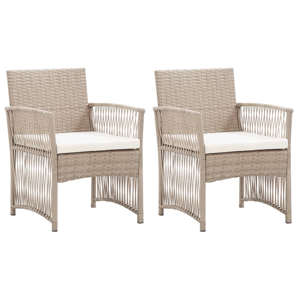 vidaXL Patio Chairs 2 Pcs Outdoor Patio Dining Chair with Cushions Poly Rattan-12