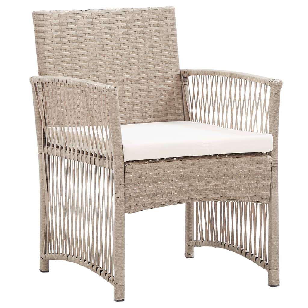vidaXL Patio Chairs 2 Pcs Outdoor Patio Dining Chair with Cushions Poly Rattan-14