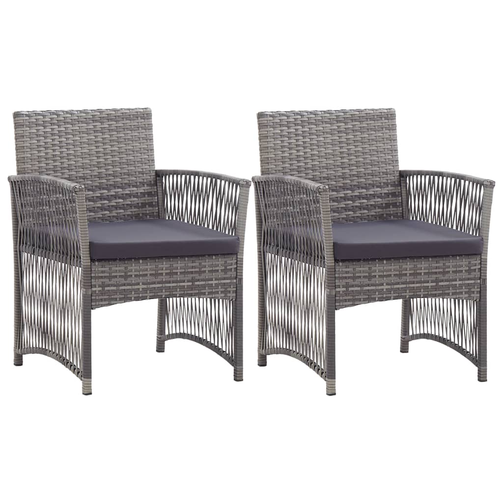 vidaXL Patio Chairs 2 Pcs Outdoor Patio Dining Chair with Cushions Poly Rattan-18