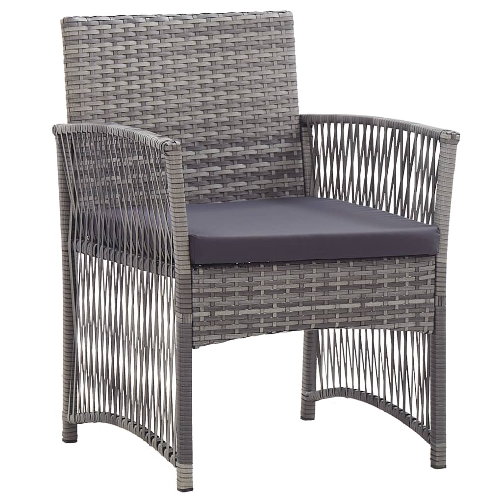 vidaXL Patio Chairs 2 Pcs Outdoor Patio Dining Chair with Cushions Poly Rattan-27