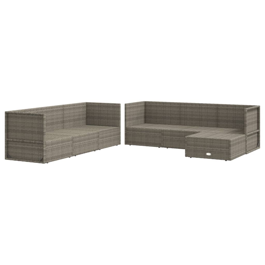 vidaXL Patio Furniture Set Patio Lounge Set with Cushions Gray Poly Rattan-16