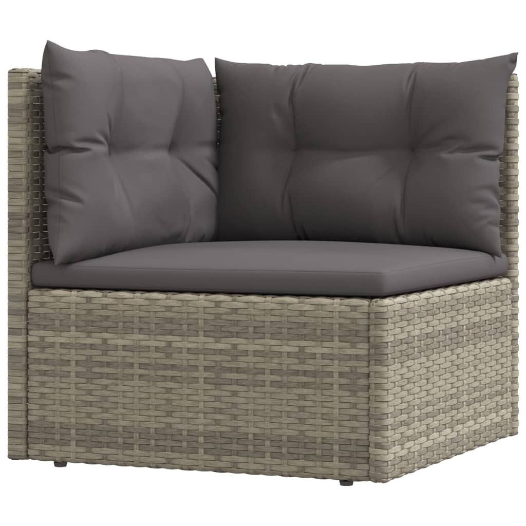 vidaXL Patio Furniture Set Patio Lounge Set with Cushions Gray Poly Rattan-19