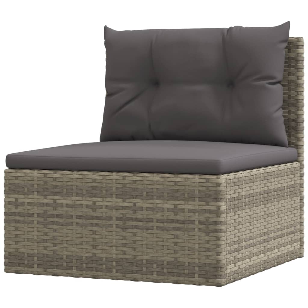 vidaXL Patio Furniture Set Patio Lounge Set with Cushions Gray Poly Rattan-28