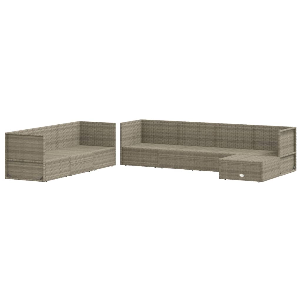 vidaXL Patio Furniture Set Patio Lounge Set with Cushions Gray Poly Rattan-17