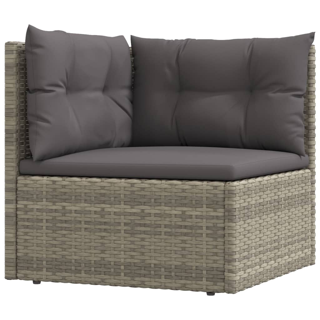 vidaXL Patio Furniture Set Patio Lounge Set with Cushions Gray Poly Rattan-20