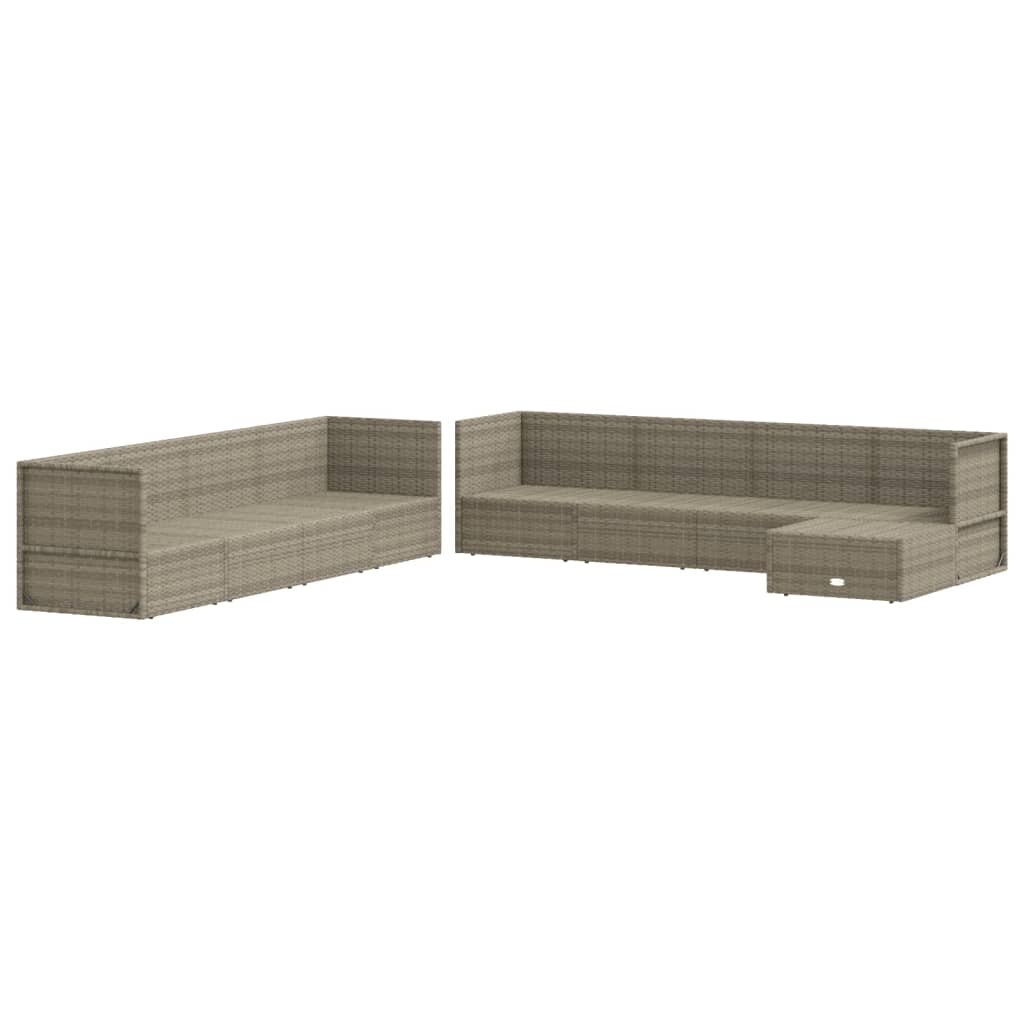 vidaXL Patio Furniture Set Patio Lounge Set with Cushions Gray Poly Rattan-18
