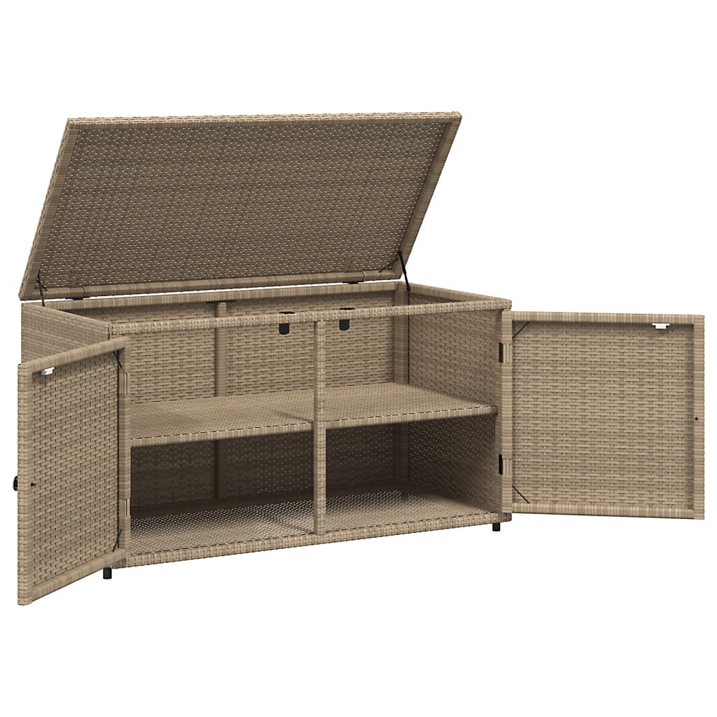 vidaXL Patio Storage Cabinet Beige 43.3"x21.7"x23.8" Poly Rattan-24