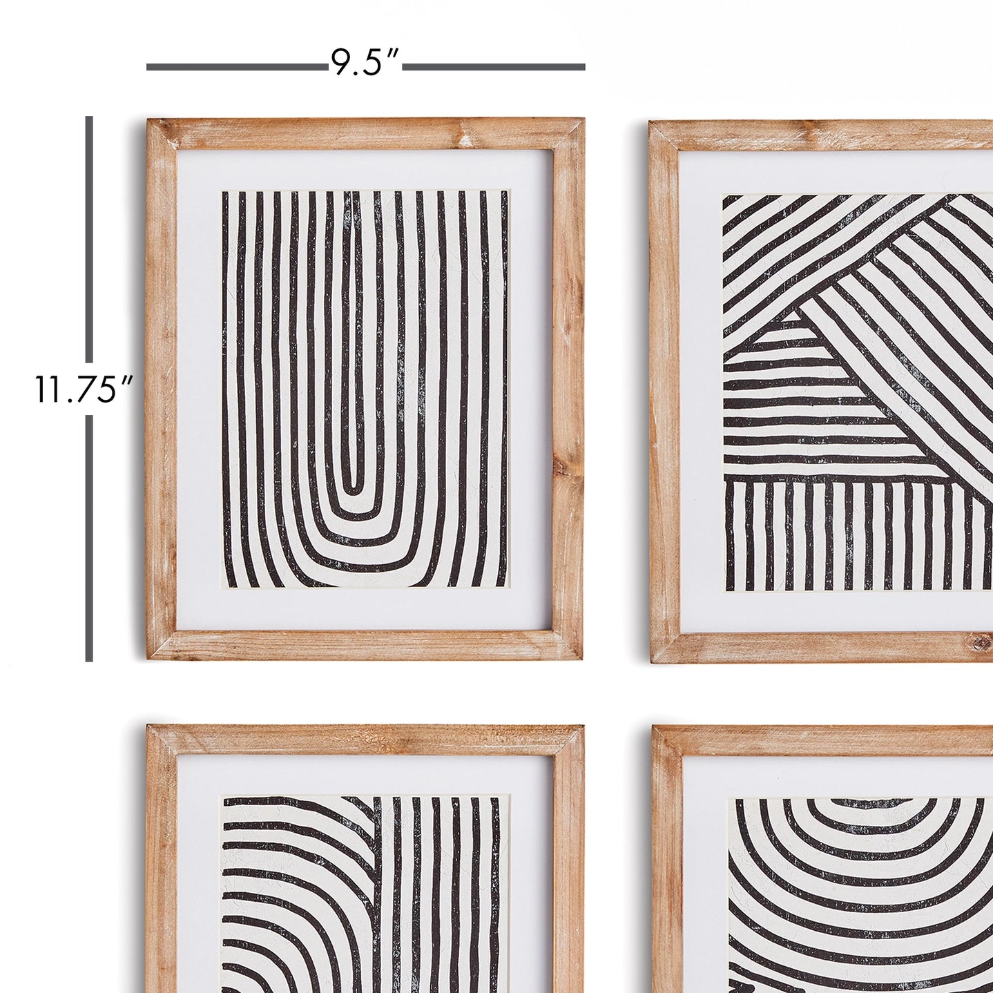 Achromatic Linear Petite Prints, Set of 4