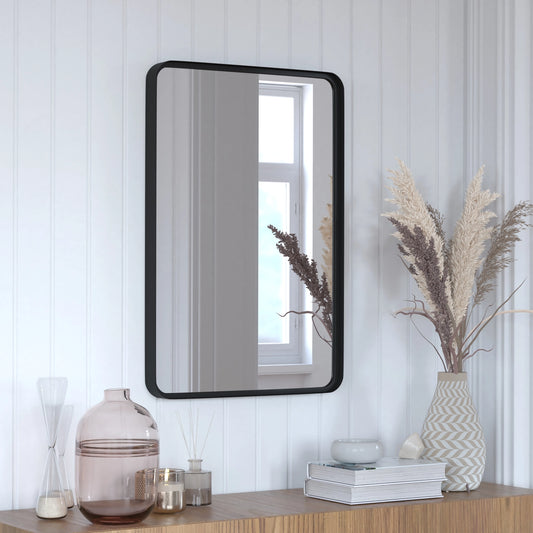 Hbcy Black 20" X 30" Rectangle Metal Frame Wall Mirror