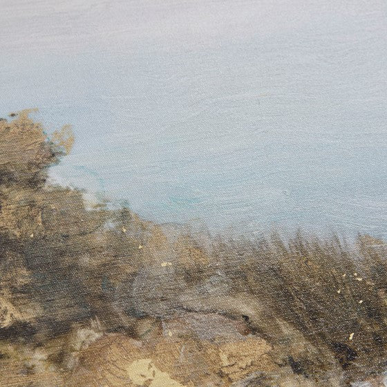 Lake Walk Abstract Landscape Framed Canvas Wall Art