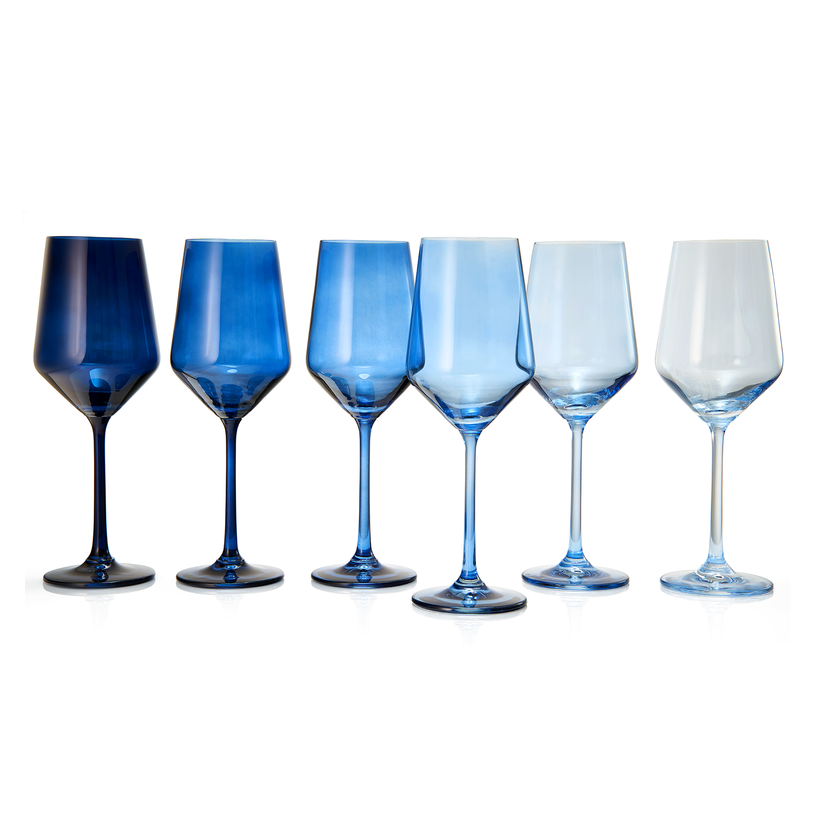 Colored Wine Glass Set, 12oz Glasses Set of 6 For All Occasions & Special Celebrations Gift For Him, Her, Wife, Friend Drinkware Unique Style Tall Stemmed for White & Red Wine Elegant Glassware (Blue)-5