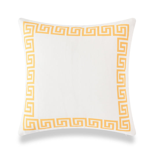 Coastal Indoor Outdoor Pillow Cover, Juno, Greek Key, Yellow, 20"x20"-0