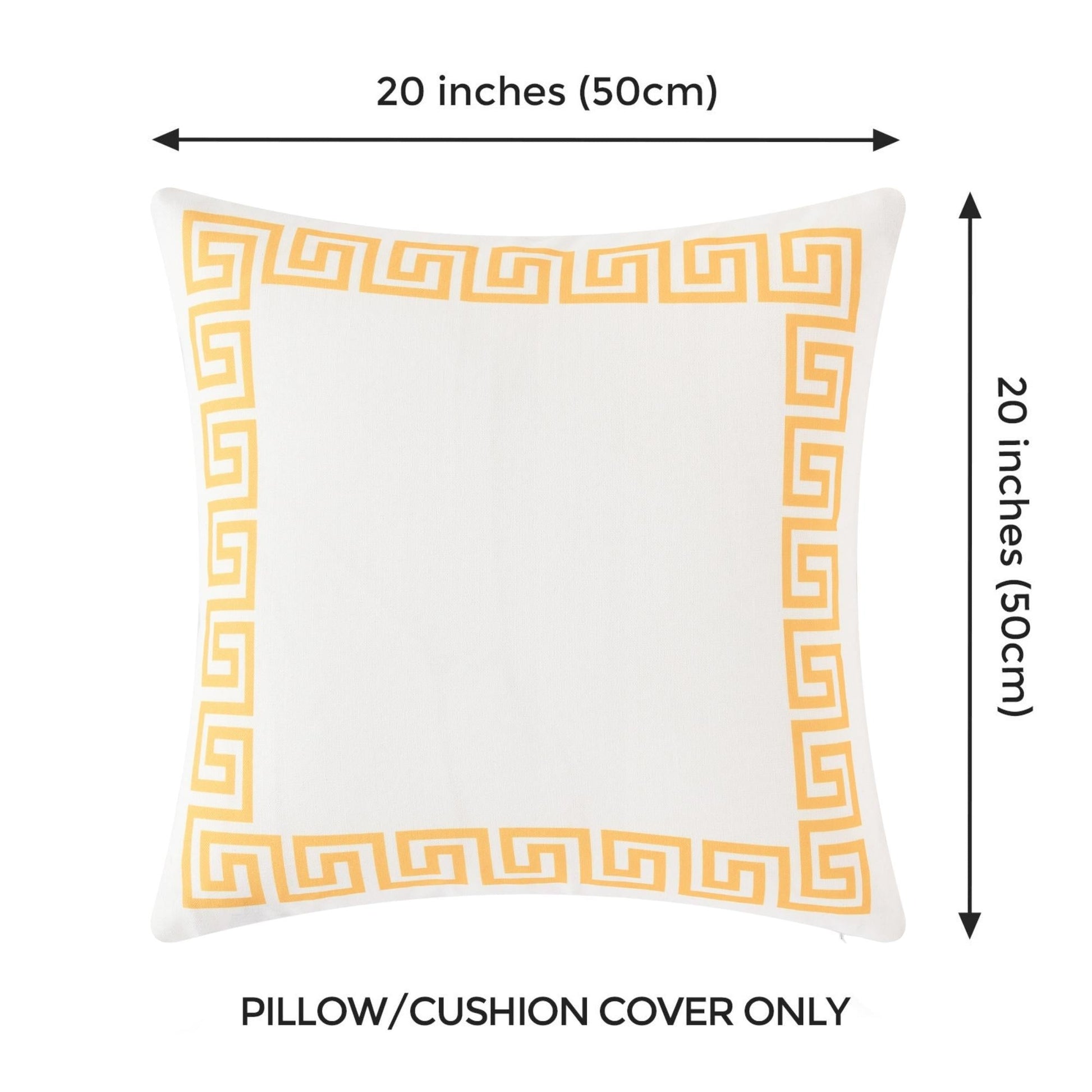 Coastal Indoor Outdoor Pillow Cover, Juno, Greek Key, Yellow, 20"x20"-6
