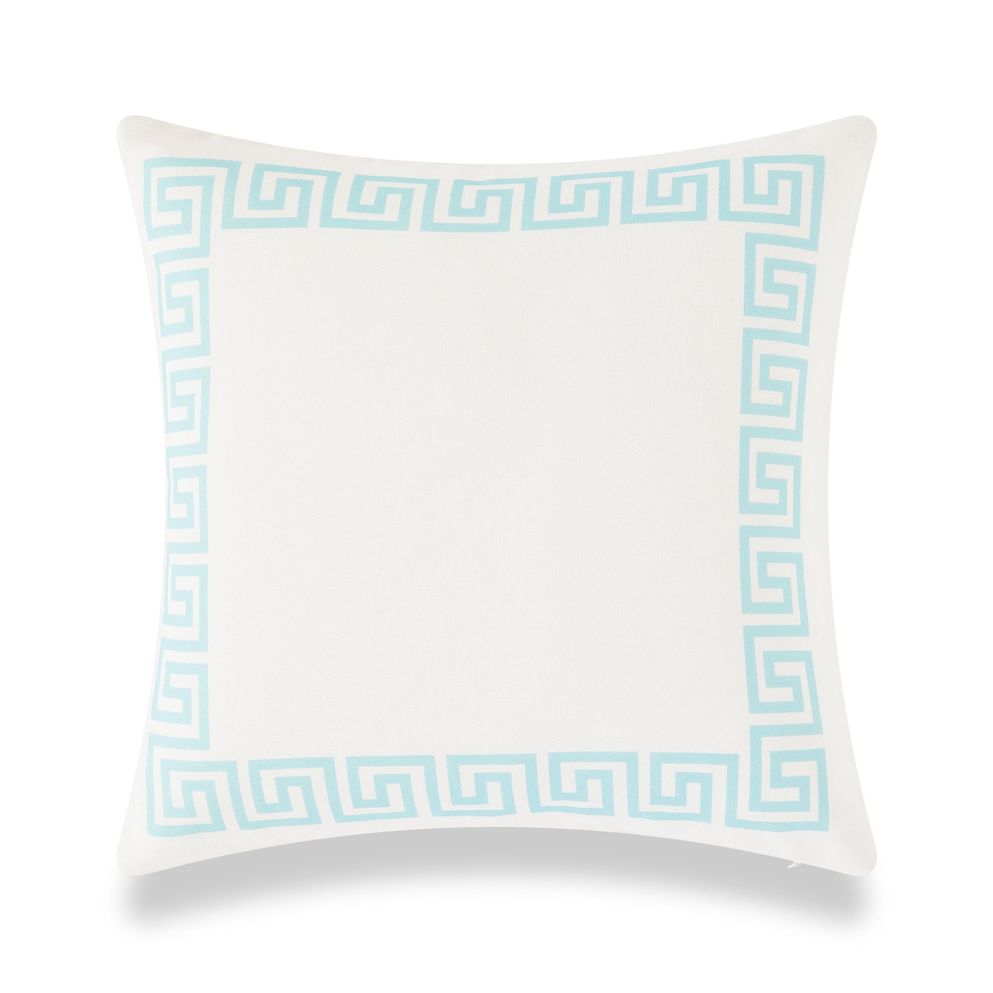 Coastal Indoor Outdoor Pillow Cover, Juno, Greek Key, Green, 20"x20"-0