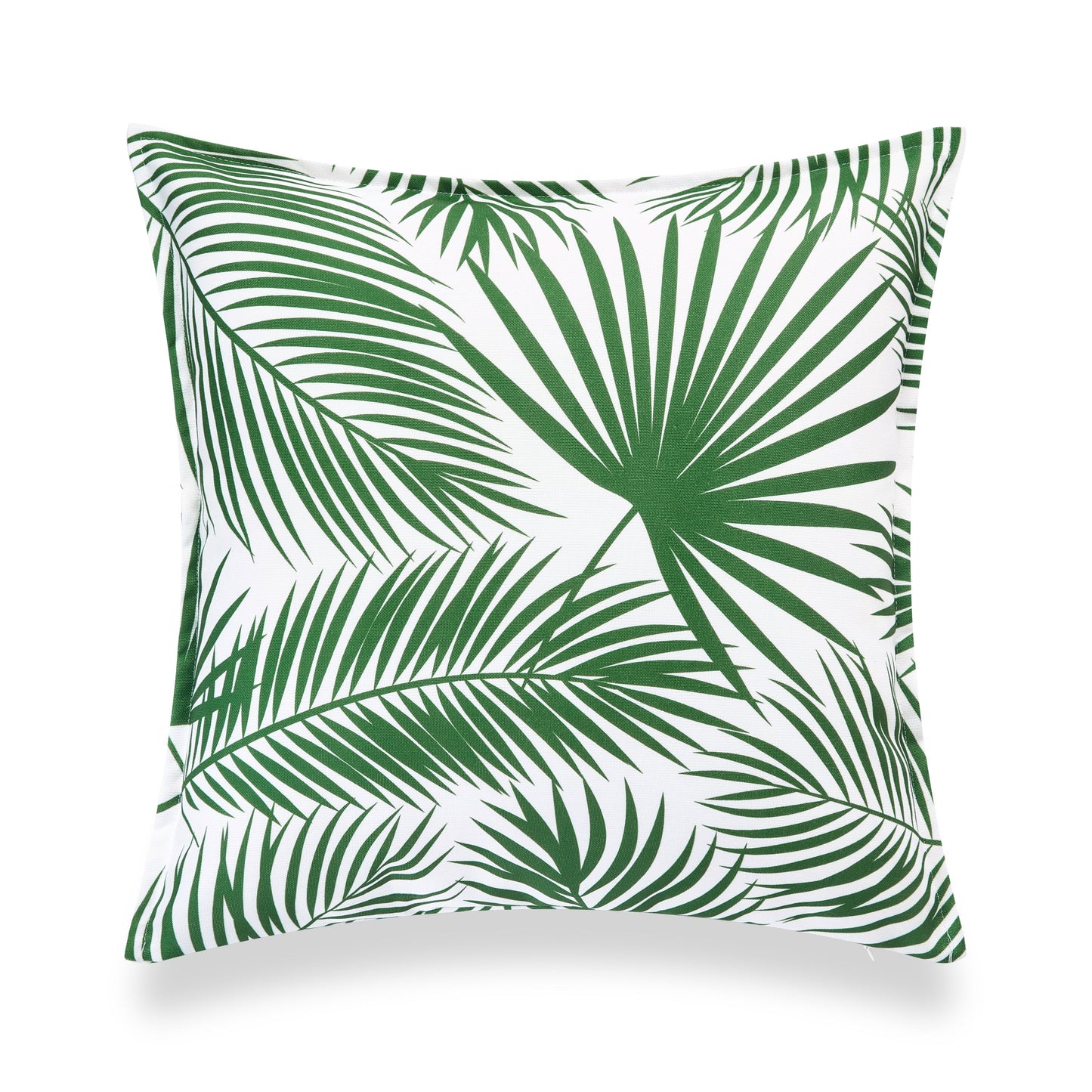 Coastal Indoor Outdoor Pillow Cover, Palm Leaf, Green, 20"x20"-4