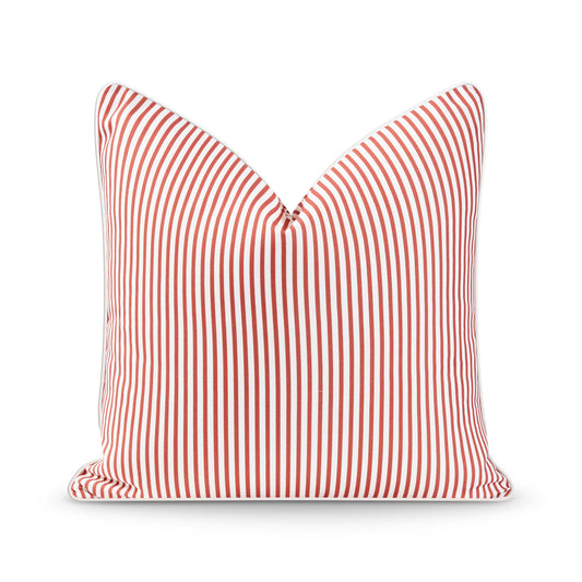 Coastal Indoor Outdoor Pillow Cover, Stripe, Rust Orange, 20"x20"-0