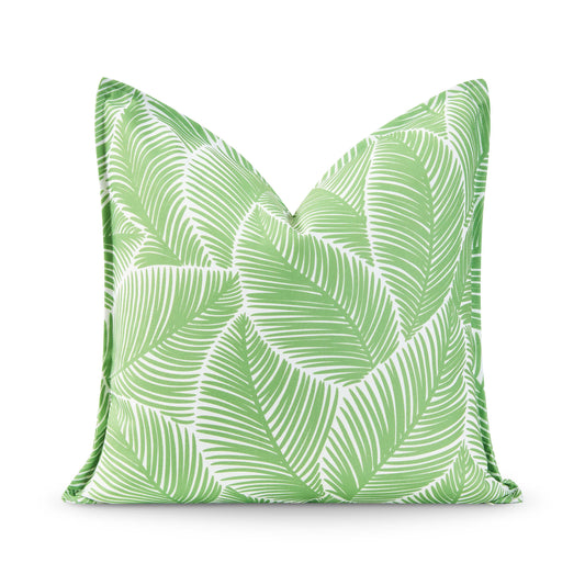 Coastal Indoor Outdoor Pillow Cover, Palm Leaf, Pale Green, 20"x20"-0