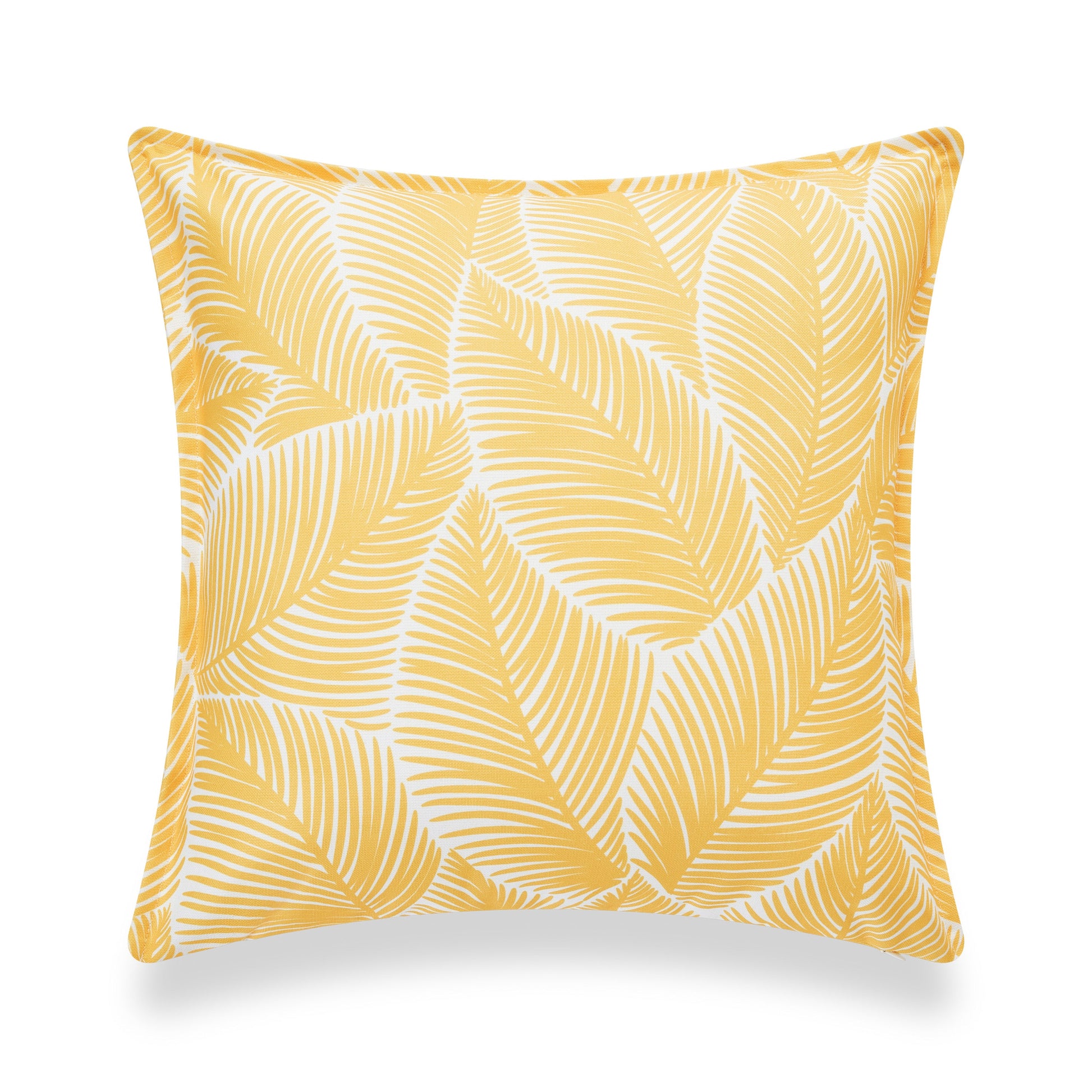 Coastal Indoor Outdoor Pillow Cover, Leaf, Pale Yellow, 20"x20"-4