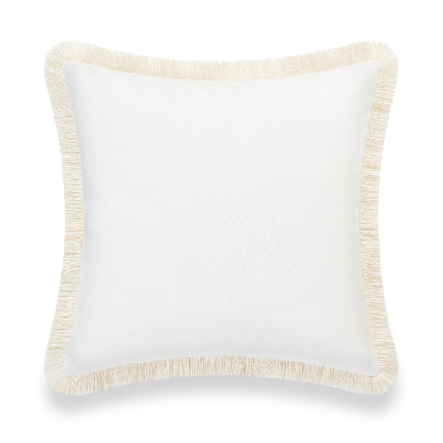 Coastal Indoor Outdoor Pillow Cover, Fringe, Solid White, 20"x20"-4