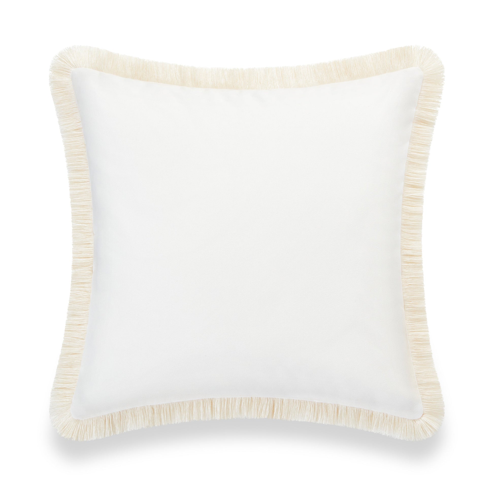 Coastal Indoor Outdoor Pillow Cover, Fringe, Solid White, 20"x20"-4