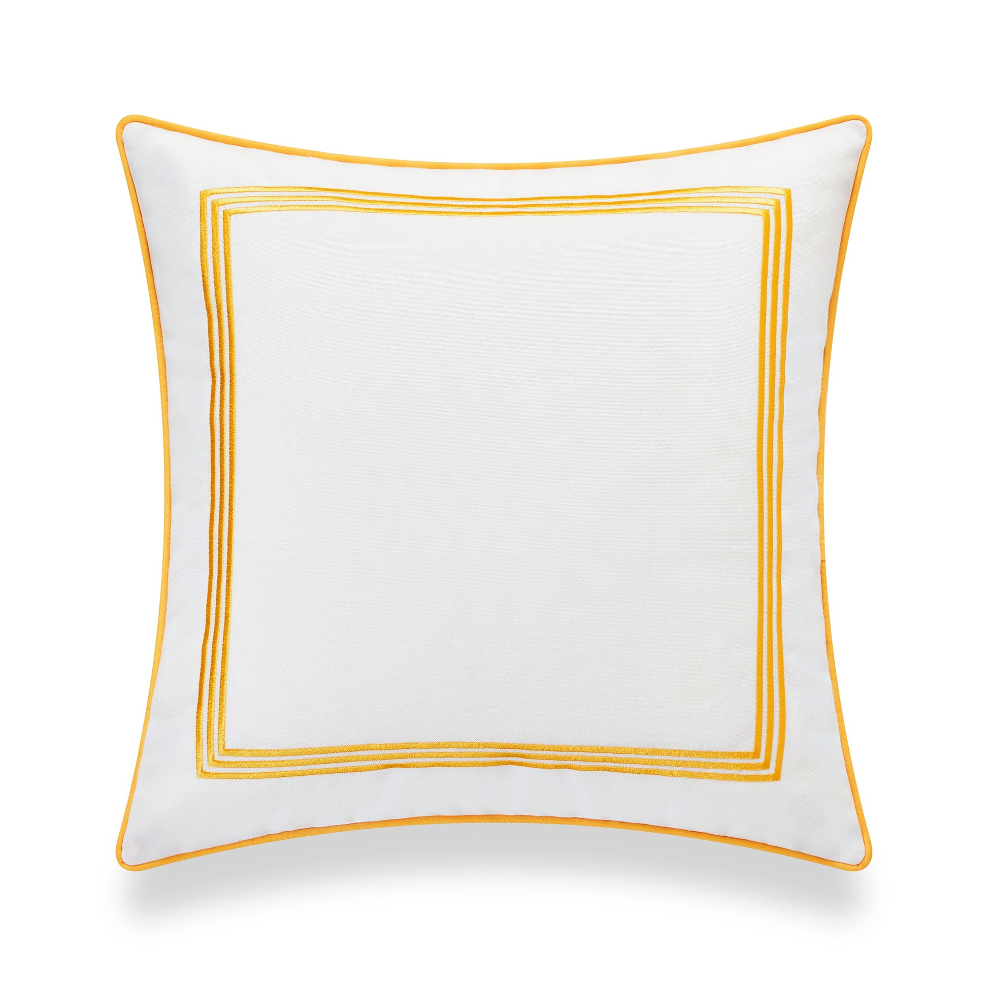 Coastal Indoor Outdoor Pillow Cover, Embroidered Square Line, Yellow, 20"x20"-4