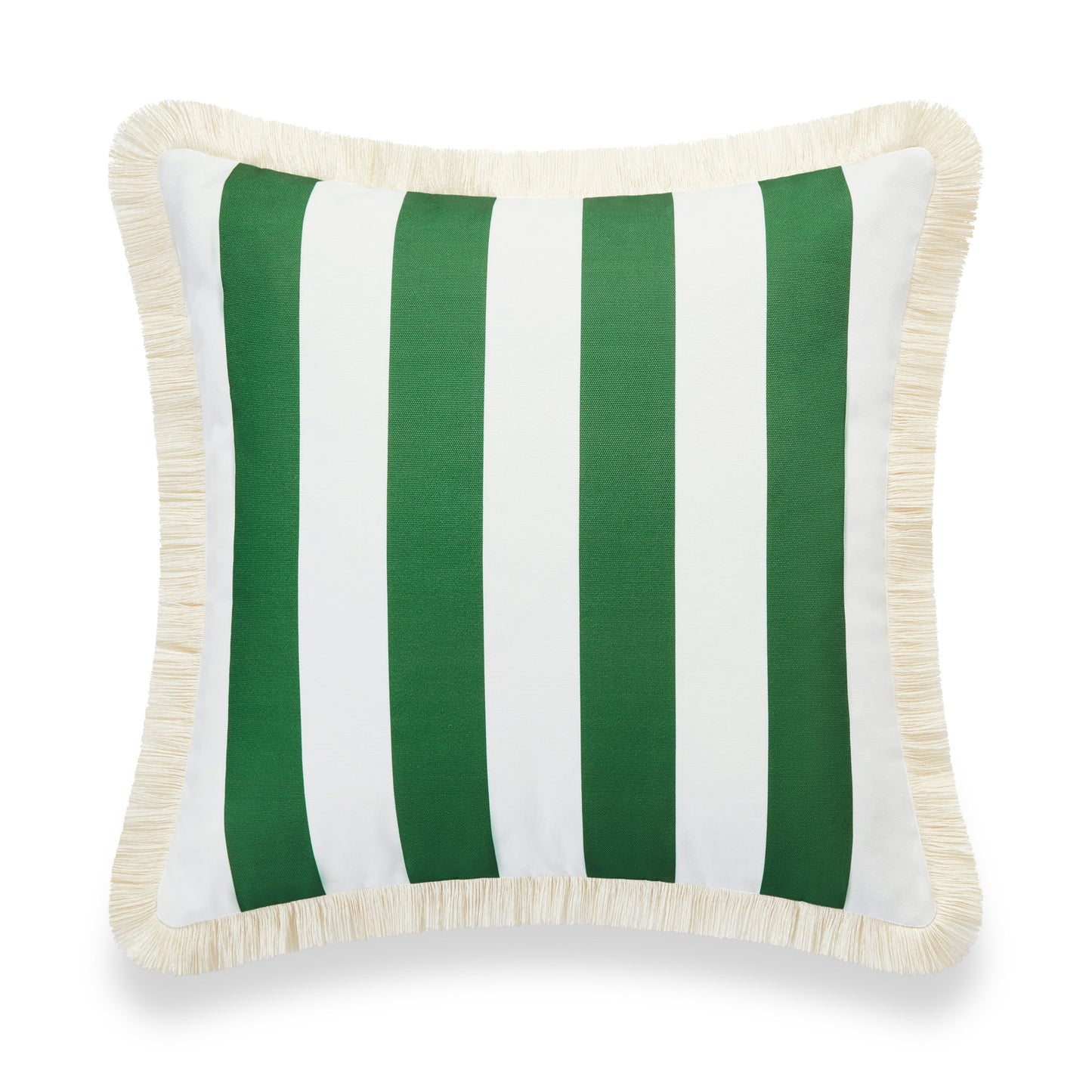 Coastal Indoor Outdoor Pillow Cover, Stripe Fringe, Green, 20"x20"-4