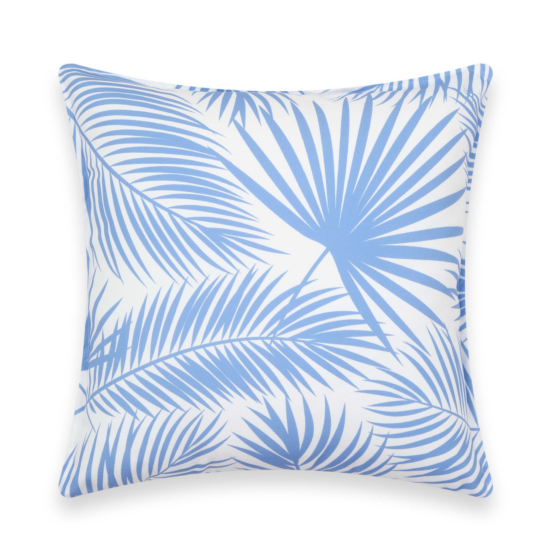 Coastal Indoor Outdoor Pillow Cover, Palm Leaf, Cornflower Blue, 20"x20"-5