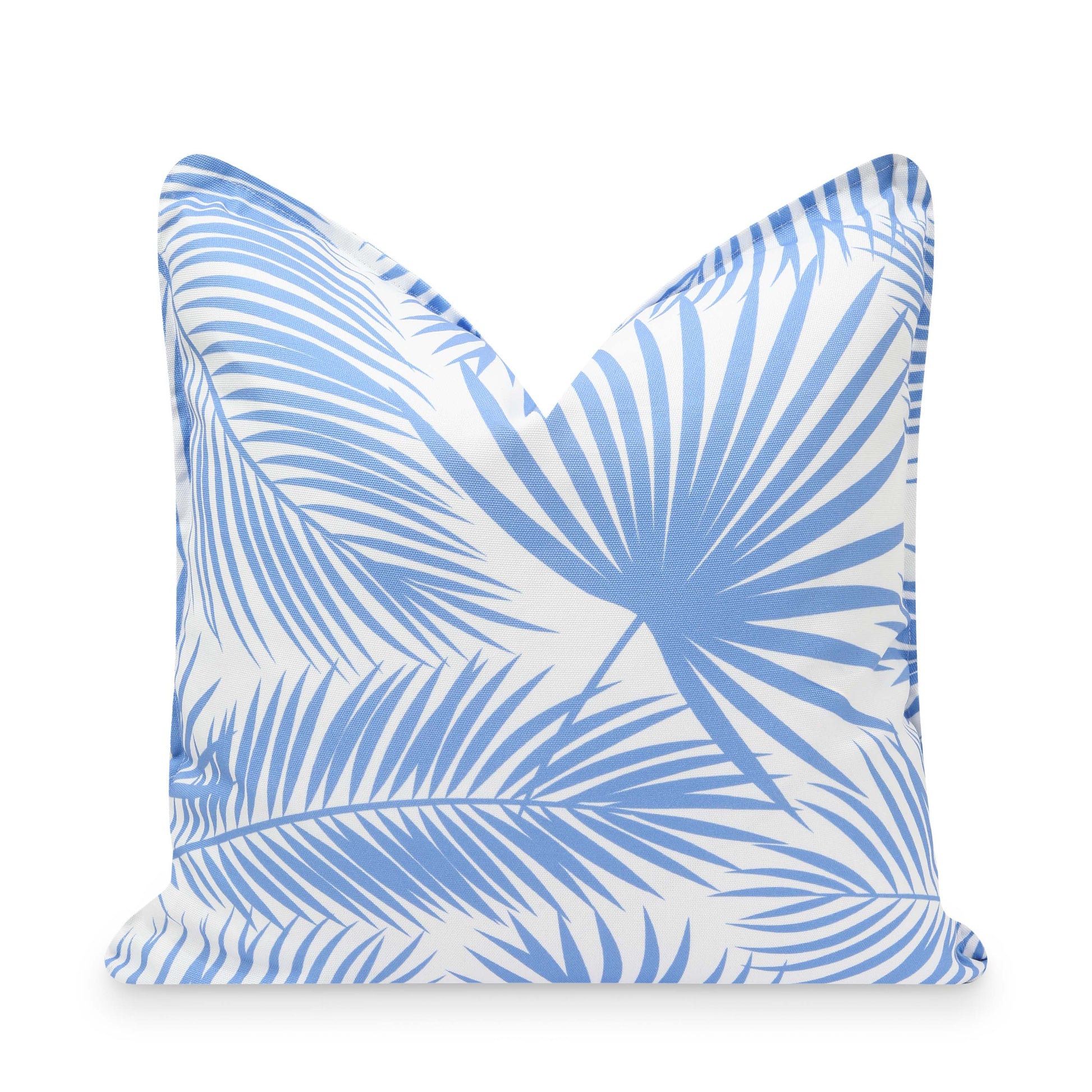 Coastal Indoor Outdoor Pillow Cover, Palm Leaf, Cornflower Blue, 20"x20"-0