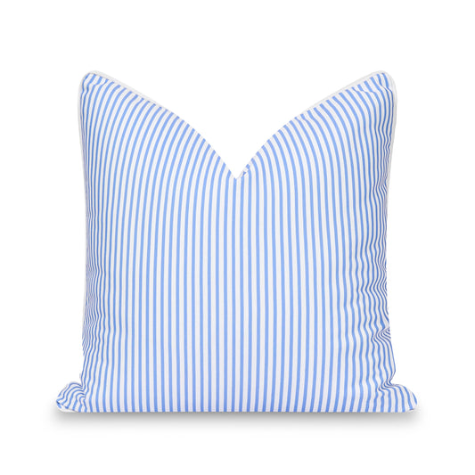 Coastal Indoor Outdoor Pillow Cover, Stripe, Cornflower Blue, 20"x20"-0