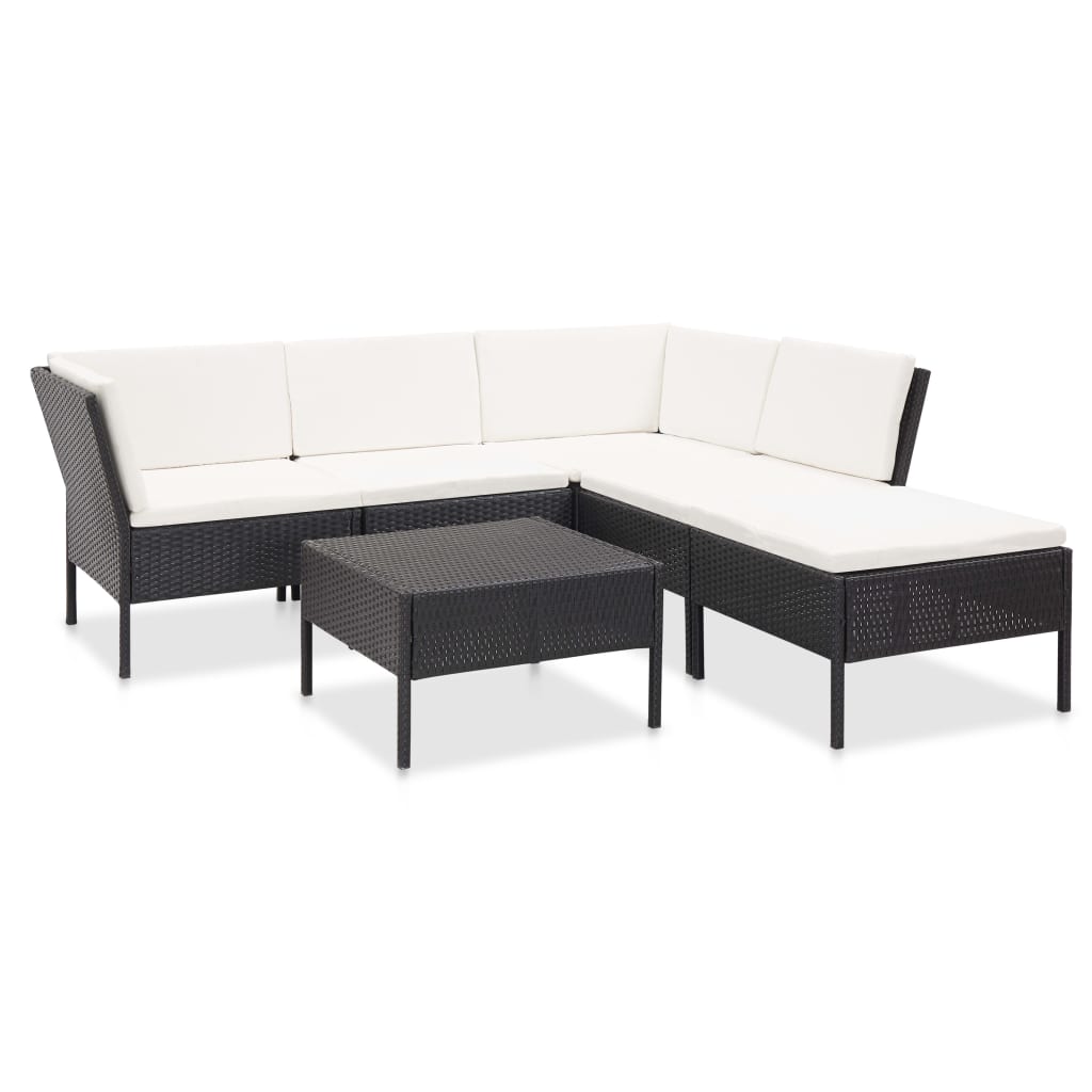 vidaXL Patio Furniture Set 6 Piece Sectional Sofa with Coffee Table Rattan-8