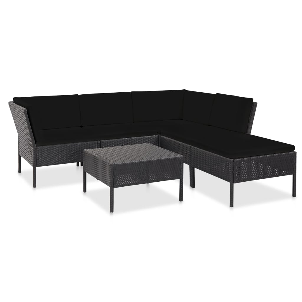 vidaXL Patio Furniture Set 6 Piece Sectional Sofa with Coffee Table Rattan-15