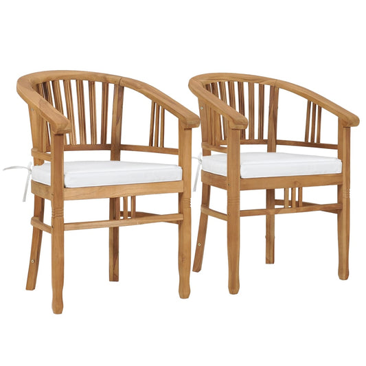 vidaXL Patio Chairs 2 Pcs Patio Dining Chair with Cushions Solid Wood Teak-0