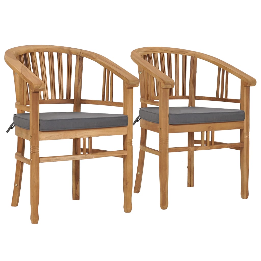 vidaXL Patio Chairs 2 Pcs Patio Dining Chair with Cushions Solid Wood Teak-6