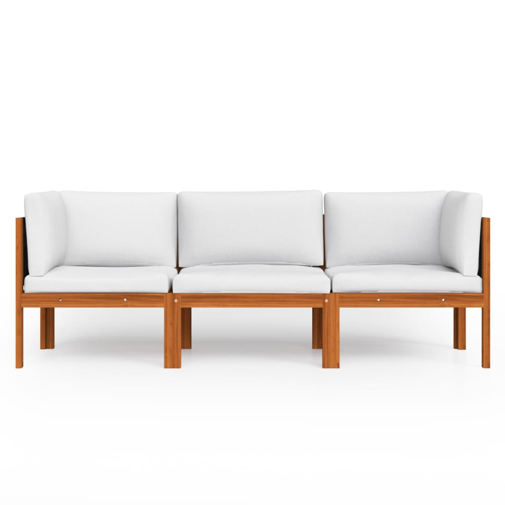 vidaXL 3-Seater Patio Sofa with Cushion Solid Acacia Wood-3